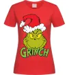 Женская футболка Грінч в шапці діда Мороза Красный фото