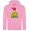 Женская толстовка (худи) Грінч в шапці діда Мороза Розовый фото