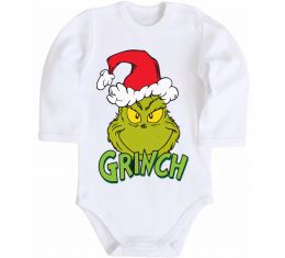 Детский боди Грінч в шапці діда Мороза
