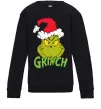Детский Свитшот Грінч в шапці діда Мороза Черный фото
