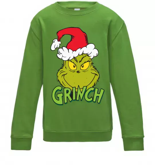 Детский Свитшот Грінч в шапці діда Мороза Лаймовый фото
