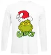 Лонгслів Грінч в шапці діда Мороза Білий фото