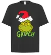 Футболка Оверсайз Грінч в шапці діда Мороза Черный фото