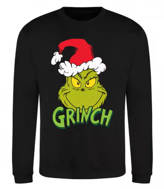 Світшот Грінч в шапці діда Мороза Чорний фото