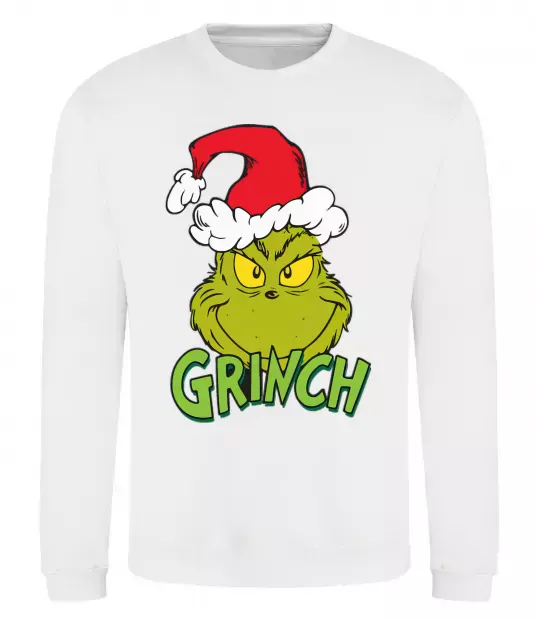 Світшот Грінч в шапці діда Мороза Білий фото