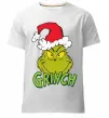 Мужская премиум футболка Грінч в шапці діда Мороза Белый фото