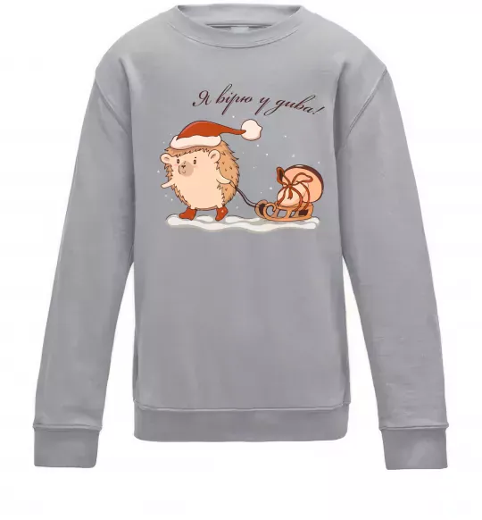 Дитячий світшот Я вірю у дива! Їжак Сірий меланж фото