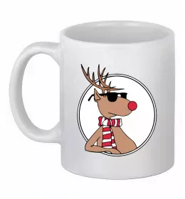 Чашка керамічна Олень в окулярах Білий фото