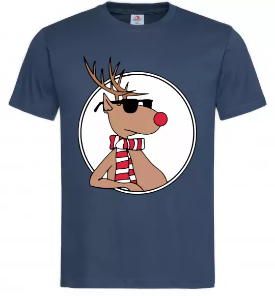 Чоловіча футболка Олень в окулярах Темно-синій фото