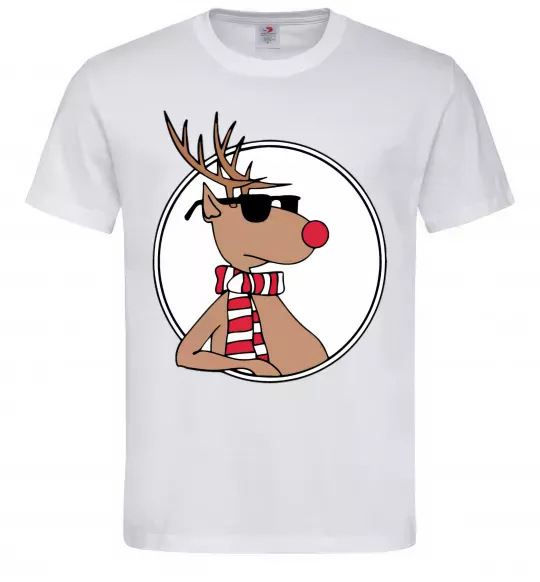 Чоловіча футболка Олень в окулярах Білий фото