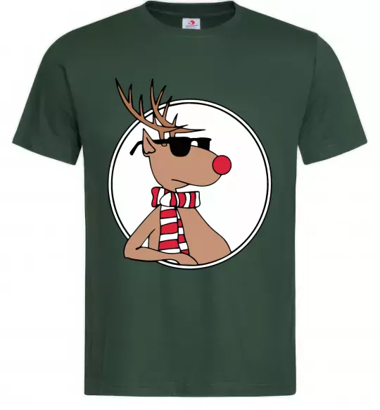 Чоловіча футболка Олень в окулярах Темно-зелений фото