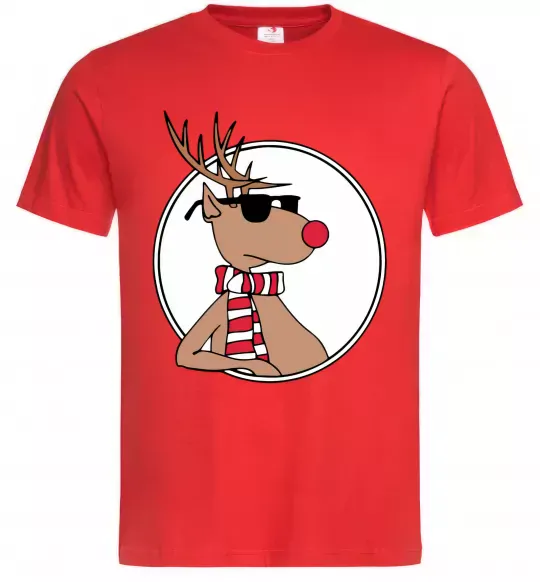 Чоловіча футболка Олень в окулярах Червоний фото