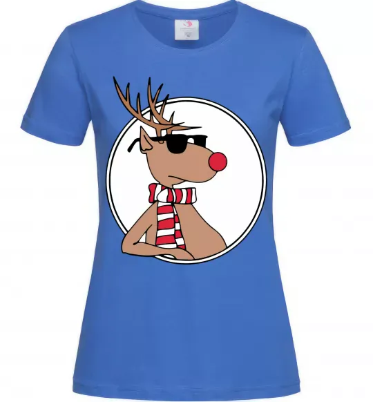 Женская футболка Олень в окулярах Ярко-синий фото