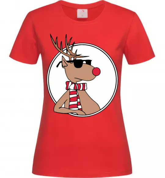 Женская футболка Олень в окулярах Красный фото