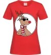 Женская футболка Олень в окулярах Красный Женская футболка Олень в окулярах Красный фото