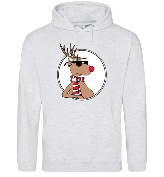 Чоловіча толстовка (худі) Олень в окулярах Сірий меланж фото