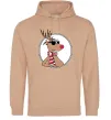 Чоловіча толстовка (худі) Олень в окулярах Пісочний фото