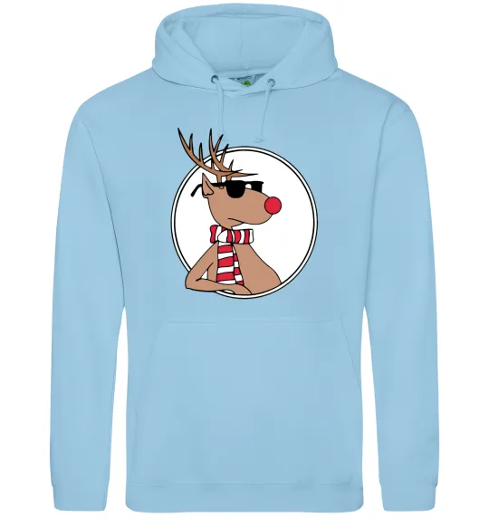 Мужская толстовка (худи) Олень в окулярах Голубой фото