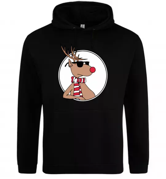 Женская толстовка (худи) Олень в окулярах Черный фото