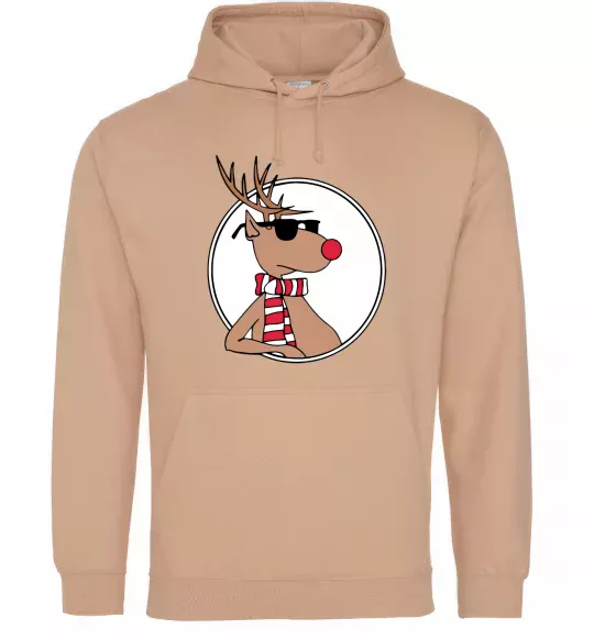 Женская толстовка (худи) Олень в окулярах Песочный фото