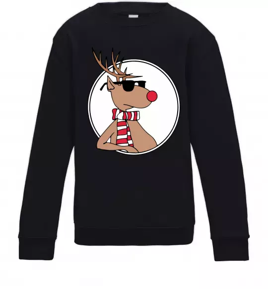 Дитячий світшот Олень в окулярах Чорний фото