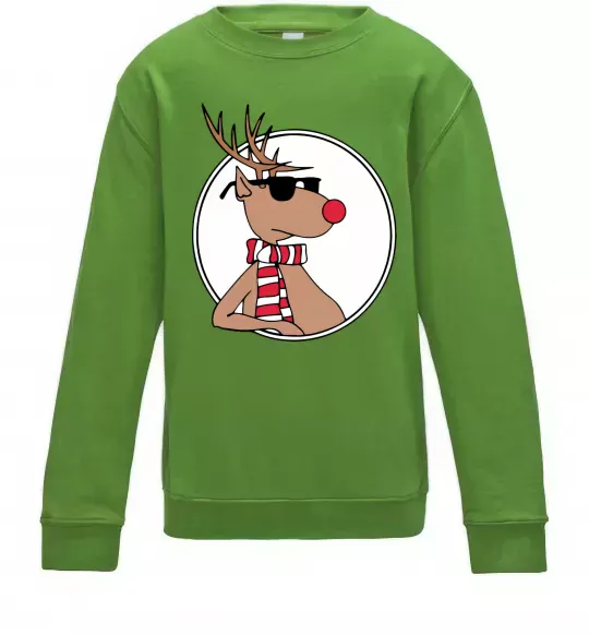 Дитячий світшот Олень в окулярах Лаймовий фото