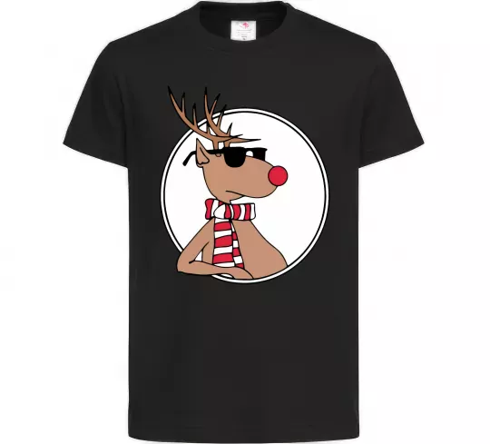 Дитяча футболка Олень в окулярах Чорний фото