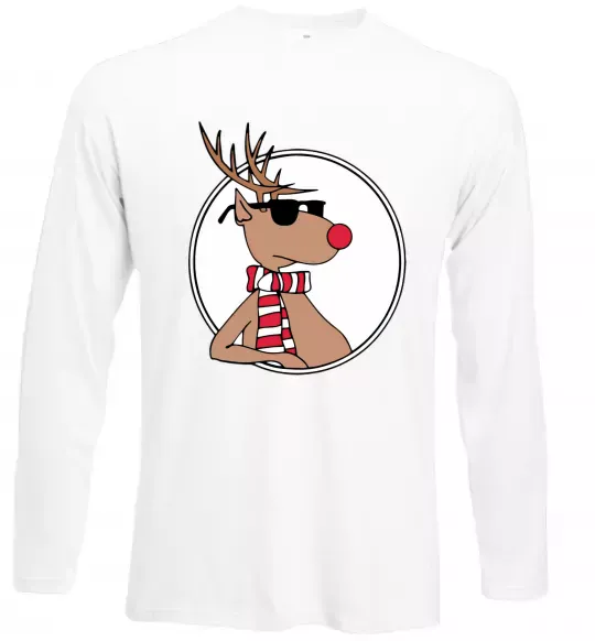 Лонгслів Олень в окулярах Білий фото