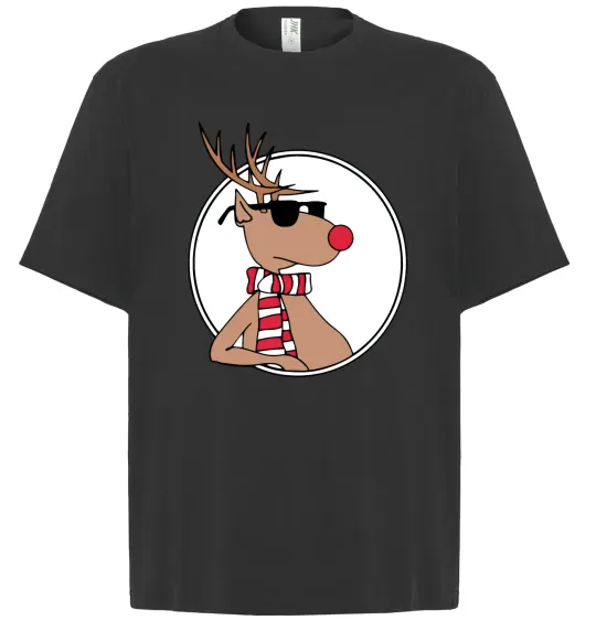 Футболка Оверсайз Олень в окулярах Черный фото