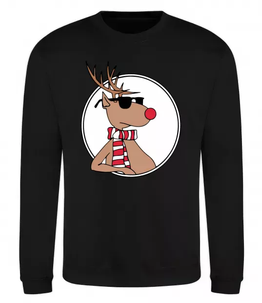 Світшот Олень в окулярах Чорний фото