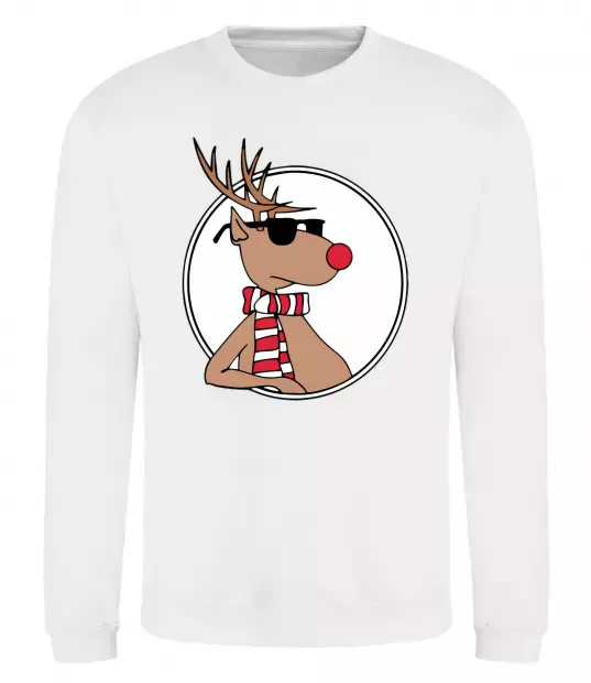 Світшот Олень в окулярах Білий фото