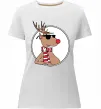 Жіноча преміум футболка Олень в окулярах Білий фото