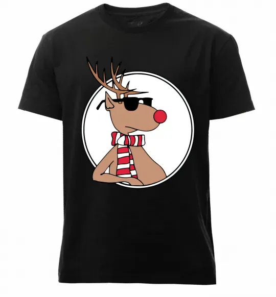 Мужская премиум футболка Олень в окулярах Черный фото