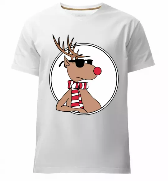 Мужская премиум футболка Олень в окулярах Белый фото