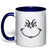 Чашка з кольоровою ручкою Грінч посміхається Глибокий темно-синій фото