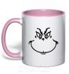 Чашка с цветной ручкой Гринч улыбается Нежно розовый фото