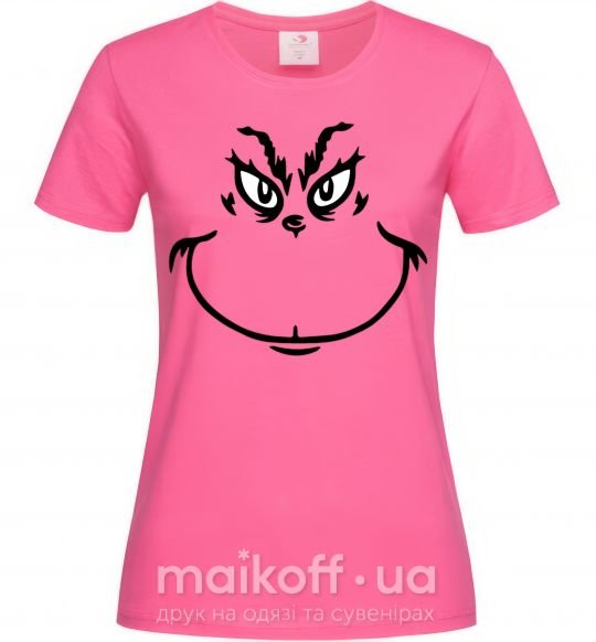 Женская футболка Гринч улыбается Ярко-розовый фото
