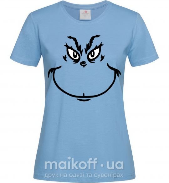 Женская футболка Гринч улыбается Голубой фото