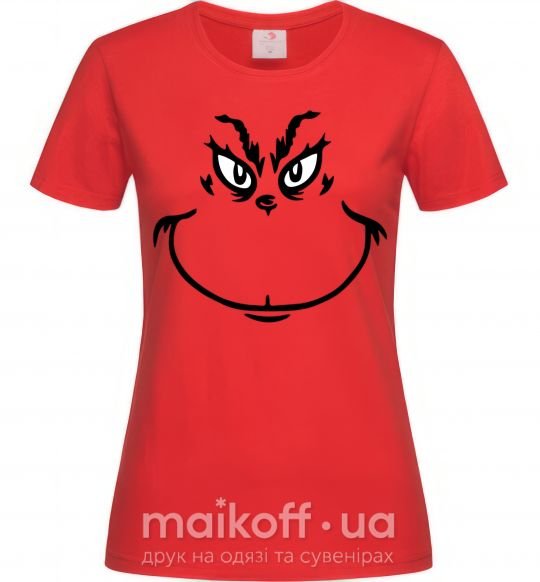 Женская футболка Гринч улыбается Красный фото
