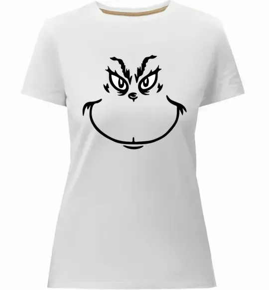 Жіноча преміум футболка Грінч посміхається Білий фото