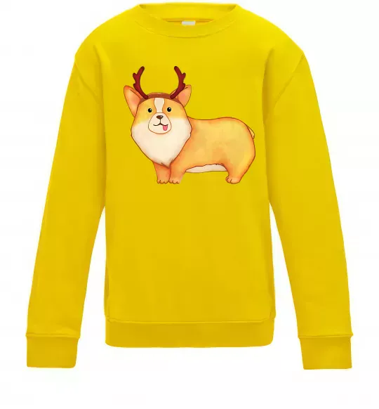 Детский Свитшот Коргі з ріжками Солнечно желтый фото