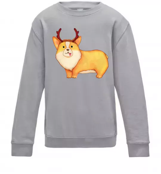Детский Свитшот Коргі з ріжками Серый меланж фото