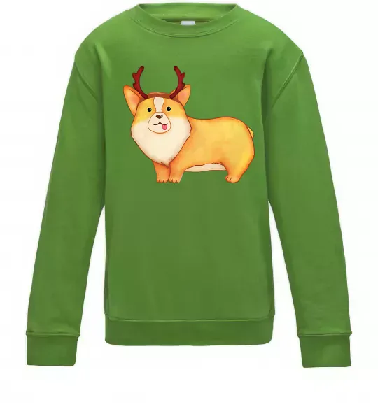 Детский Свитшот Коргі з ріжками Лаймовый фото