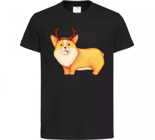 Детская футболка Коргі з ріжками Черный фото