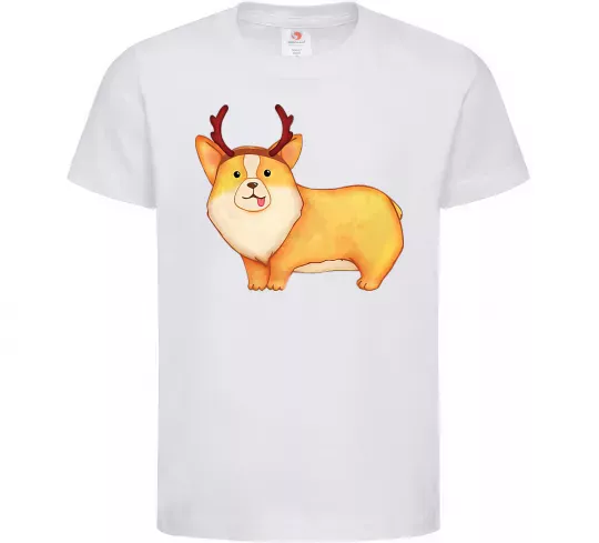 Детская футболка Коргі з ріжками Белый фото