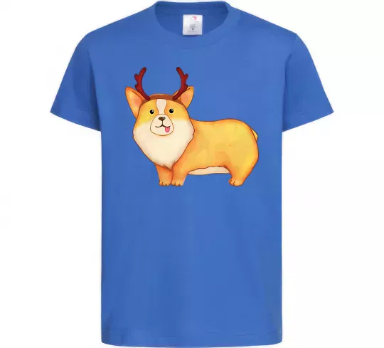 Детская футболка Коргі з ріжками Ярко-синий фото