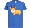 Детская футболка Коргі з ріжками Ярко-синий фото
