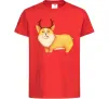 Детская футболка Коргі з ріжками Красный фото