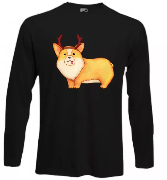 Лонгслив Коргі з ріжками Черный фото