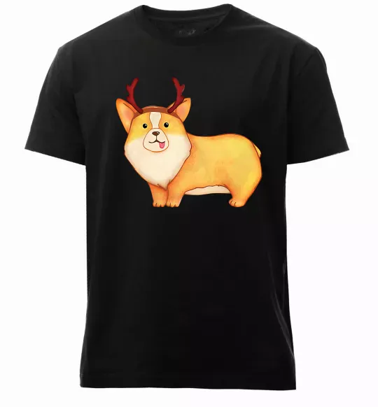 Чоловіча преміум футболка Коргі з ріжками Чорний фото